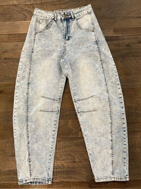Grapent High Rise Barrel Denim Jeans for Women Cropped Ankle Relaxed Fit XS
